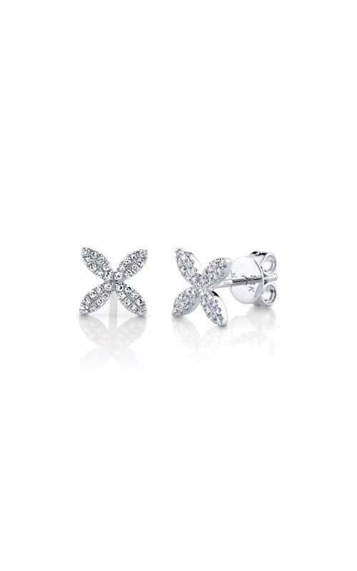 Shy Creation 14k White Gold .16ctw Flower Stud Earrings SC55002161