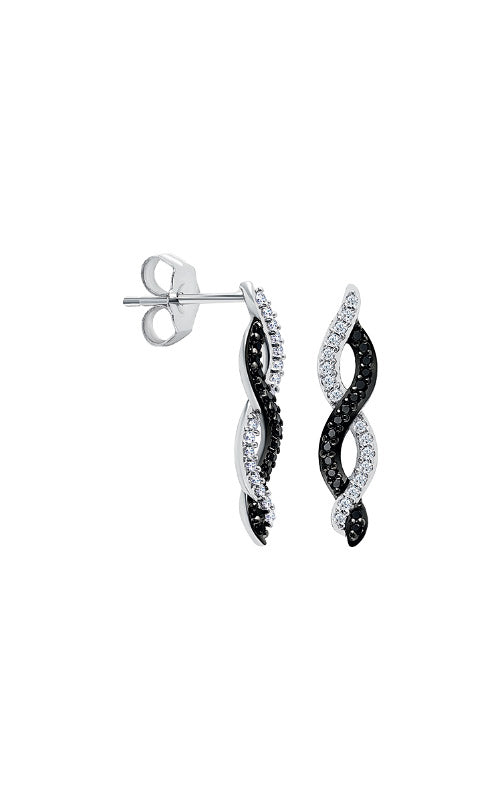 Albert's 10k White Gold 1/5ct White and Black Diamond Earrings 2223290200W