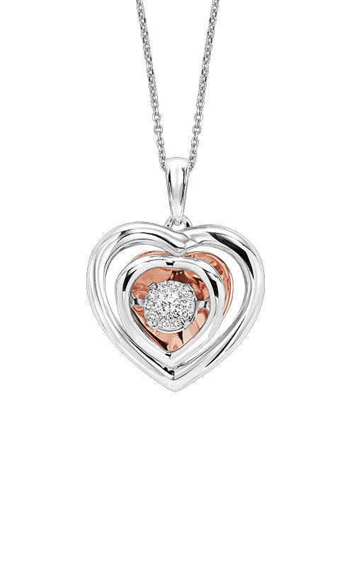 Rhythm of Love 10k White and Rose Gold .10ctw Diamond Heart Necklace ROL1224-SS1PD