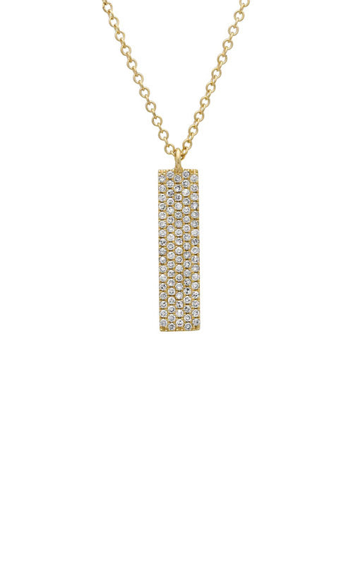 Shy Creation 14k Yellow Gold .25ctw Pave Bar Necklace SC55001720