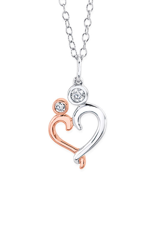 Albert's 10k White and Rose Gold .09ctw Mother and Child Necklace 2467390100T