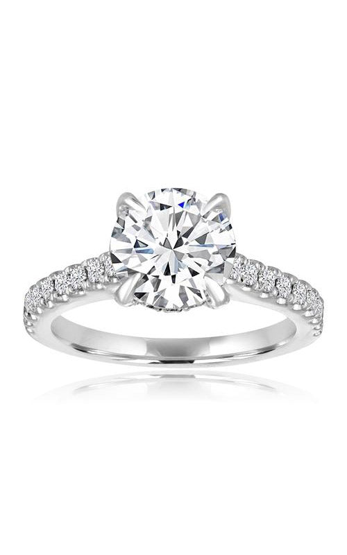 Love Story 14k White Gold 1/2ctw Round Diamond Cathedral Semi Mount Engagement Ring 60186D-14KW-3/8