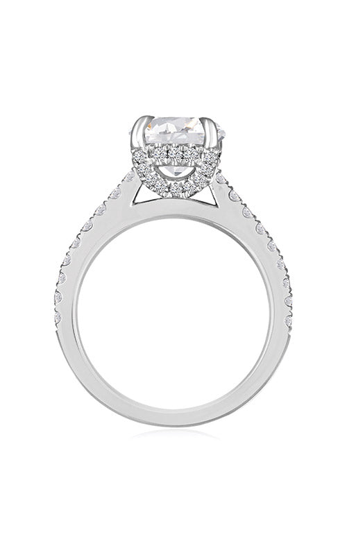 Love Story 14k White Gold 1/2ctw Round Diamond Cathedral Semi Mount Engagement Ring 60186D-14KW-3/8