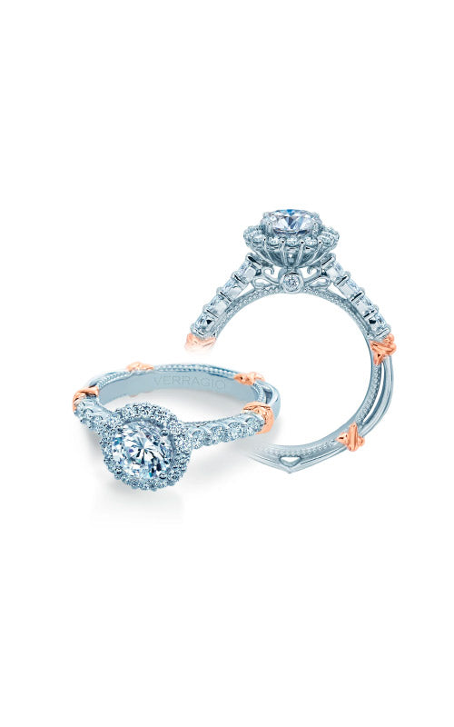 Verragio Parisian 14k White and Rose .64ctw Diamond Semi Mount Engagement Ring D-150R/0024