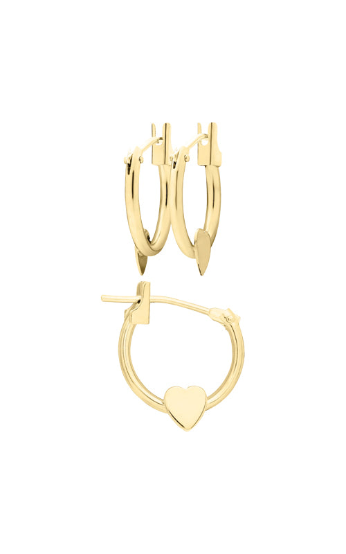 Albert's Kids 14K Yellow Gold 12x 13mm Heart Hoop Earrings HD 5
