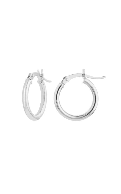Albert's 14k White Gold Round Tube Hoop Earrings TM001734-14B