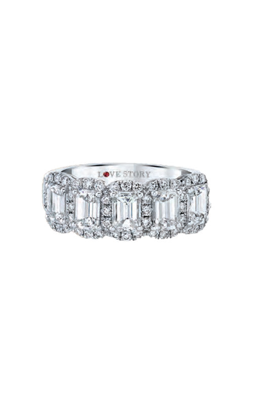 Love Story 14k White Gold 1ctw 5 Stone Emerald Band AJ-R17923LJ
