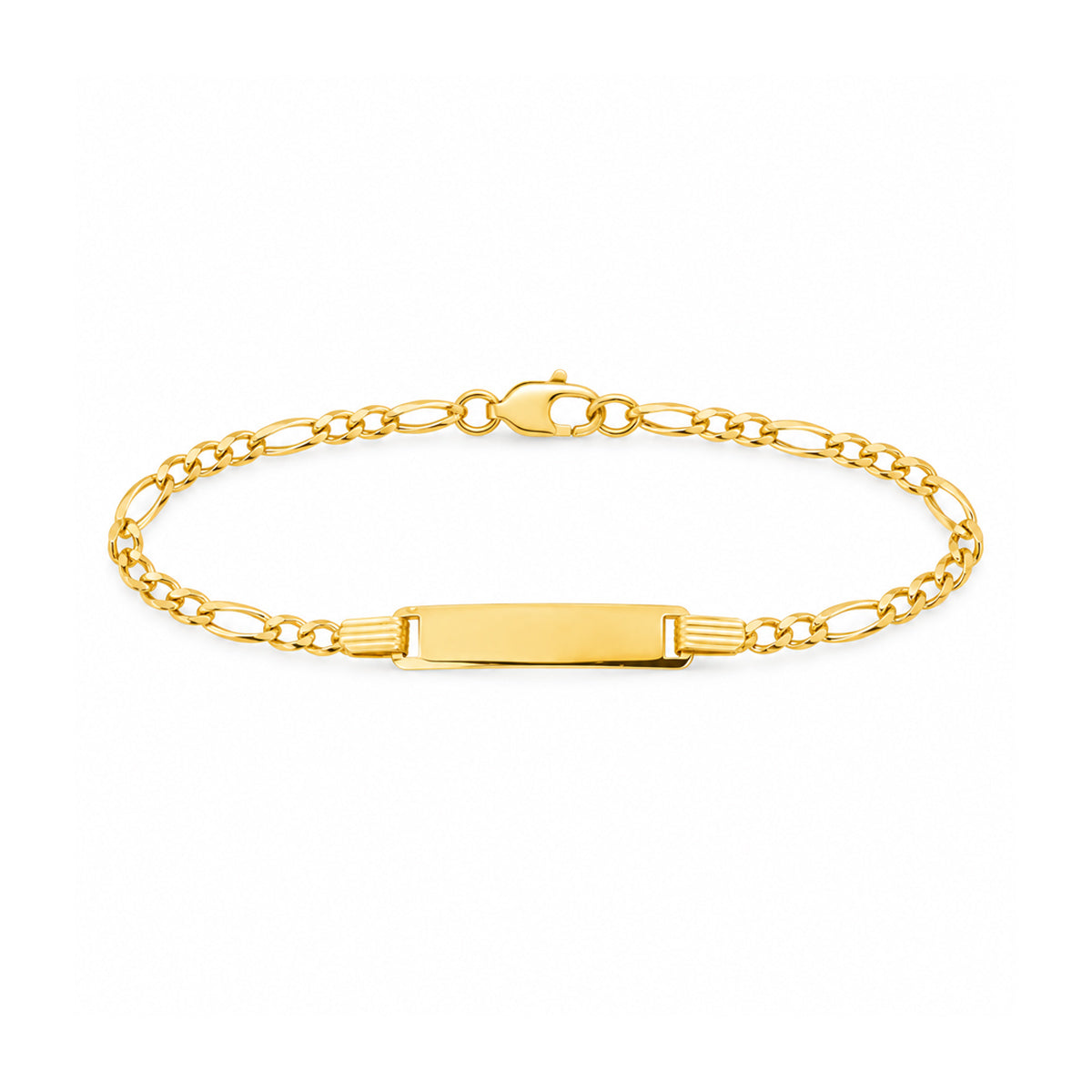 Albert's Kids 14k Yellow Gold 6" ID Figaro Bracelet With Lobster Clasp ID108-06