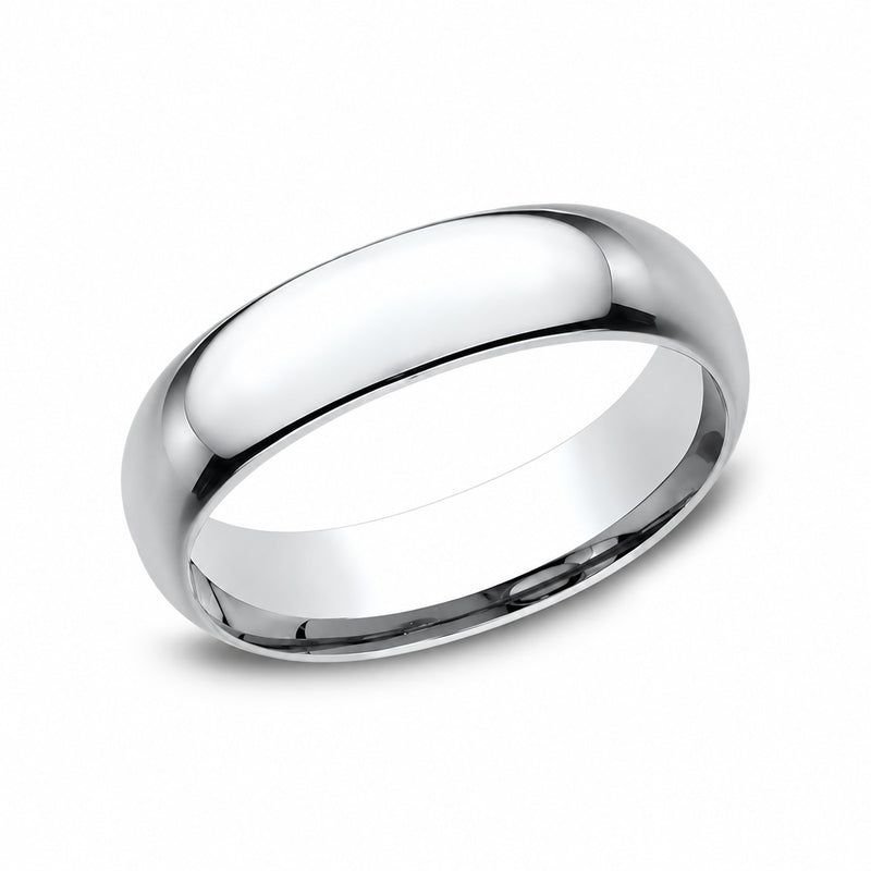 Benchmark 10k White Gold 6mm Light Comfort Fit Plain Wedding Band - SIZE 10 - LCF16010KW10