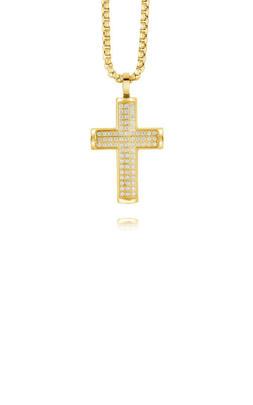 Italgem Stainless Steel 22 Inch Gold Tone CZ Cross Necklace SC157