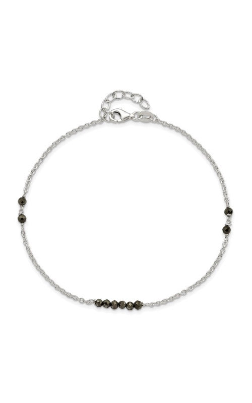 Albert's Sterling Silver Black CZ Bead Anklet QG5765-9