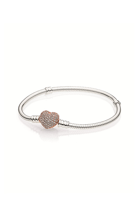 Pandora Moments Pavé Heart Clasp Snake Chain Bracelet 586292CZ-19