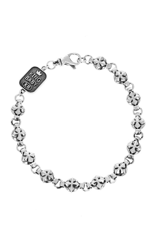 King Baby Sterling Silver 7.5" Round Cross Bracelet K42-7507-7.5