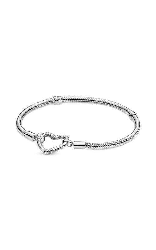 Pandora Moments Heart Closure Snake Chain Bracelet 599539C00-17