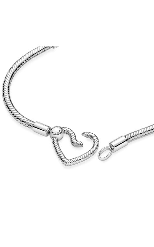 Pandora Moments Heart Closure Snake Chain Bracelet 599539C00-21