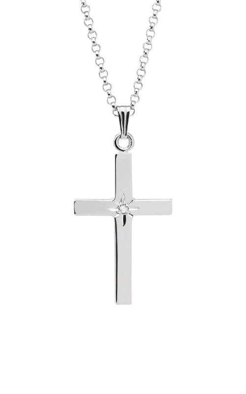 Albert's Sterling Silver 15x22mm Cross with 18 Inch Rolo Chain C273