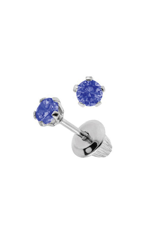 Albert's Kids Sterling Silver 3mm Blue Sapphire Safety Back Stud Earrings ES38509