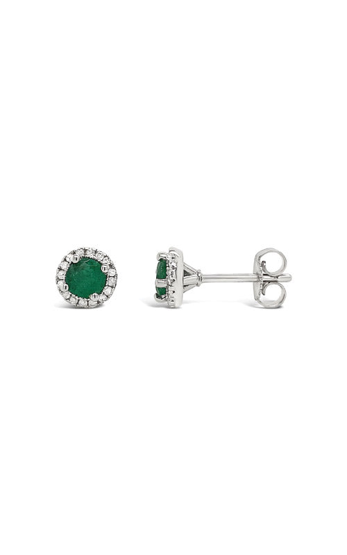 Albert's Sterling Silver .15ct Diamond and Emerald Stud Earrings E6668-MAY-EM-WX