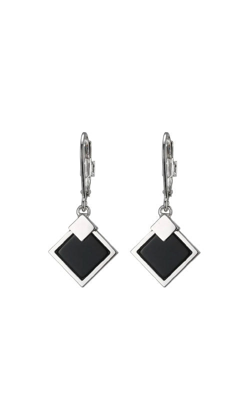 Elle Jewelry Sterling Silver Black Agate Dangle Earrings E10210WBX
