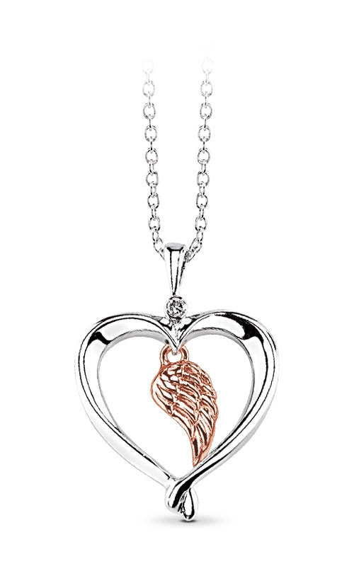 Albert's Sterling Silver &amp; 10k Rose Gold Wing Heart Necklace 2428680017WOP