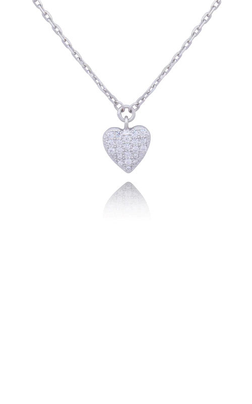 Elle Jewelry Sterling Silver CZ Pave Heart Necklace N0266