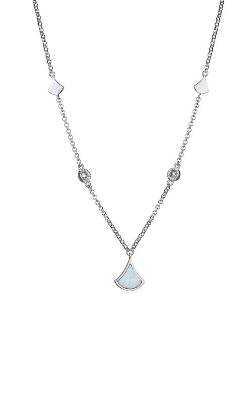 Elle Jewelry Sterling Silver Opal CZ Necklace N10196WOP16