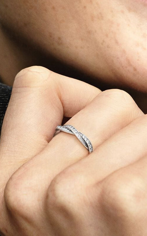 Pandora Sparkling Twisted Lines Ring 190892CZ-50