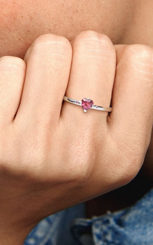Pandora Sparkling Red Heart Ring 196574CZRMX-54