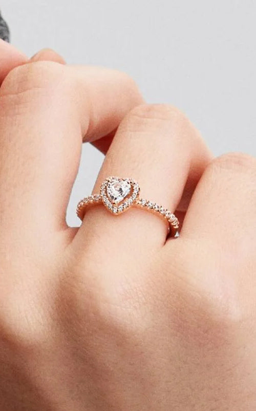 Pandora Sparkling Elevated Heart Ring 188421C02-52