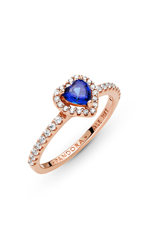 Pandora Sparkling Blue Elevated Heart Ring 188421C01-60