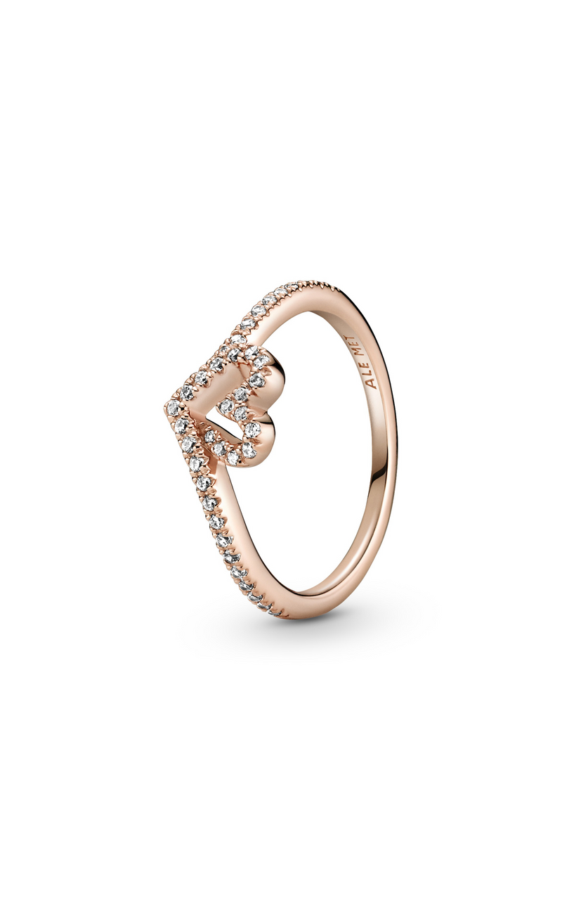 Pandora Wish Sparkling Wishbone Heart Ring 189302C01-56