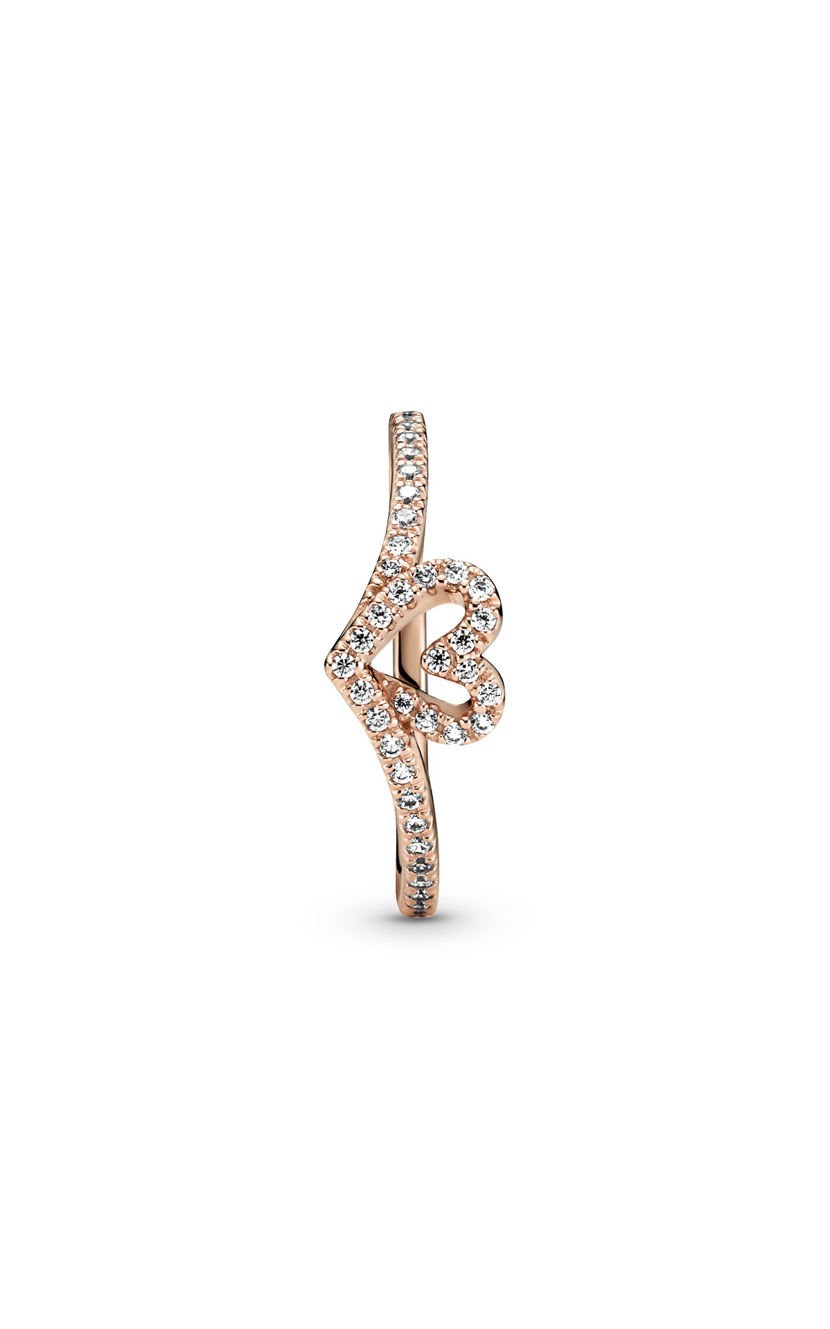 Pandora Wish Sparkling Wishbone Heart Ring 189302C01-56