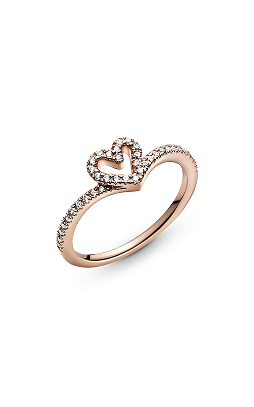 Pandora Wish Sparkling Wishbone Heart Ring 189302C01-56