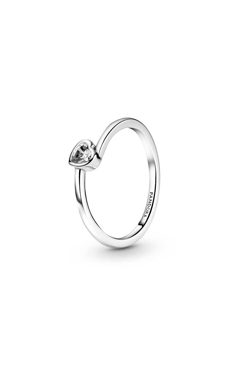 Pandora People Clear Tilted Heart Solitaire Ring 199267C02-56