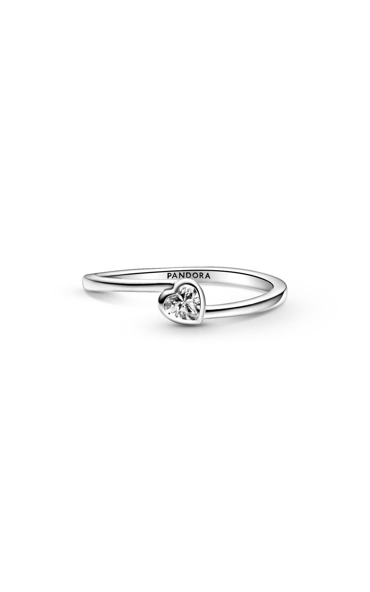 Pandora People Clear Tilted Heart Solitaire Ring 199267C02-58