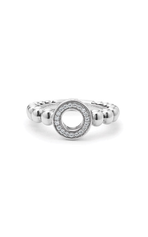 Lagos Sterling Silver Caviar Spark Diamond Circle Ring Size 7 02-80721-DD7