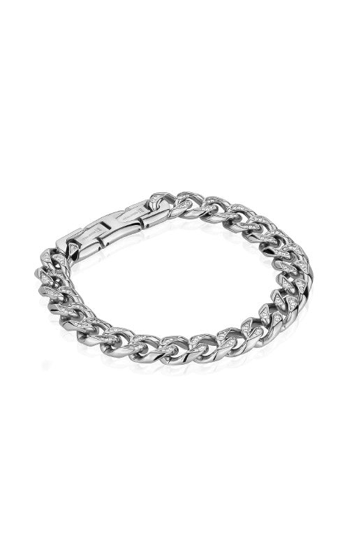 Italgem Stainless Steel CZ 10.5mm Cuban Bracelet SMB321