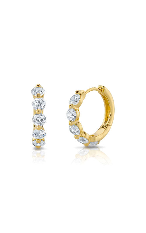 Shy Creation 14k Yellow Gold .92ctw Diamond Huggie Earrings SC55023230V2