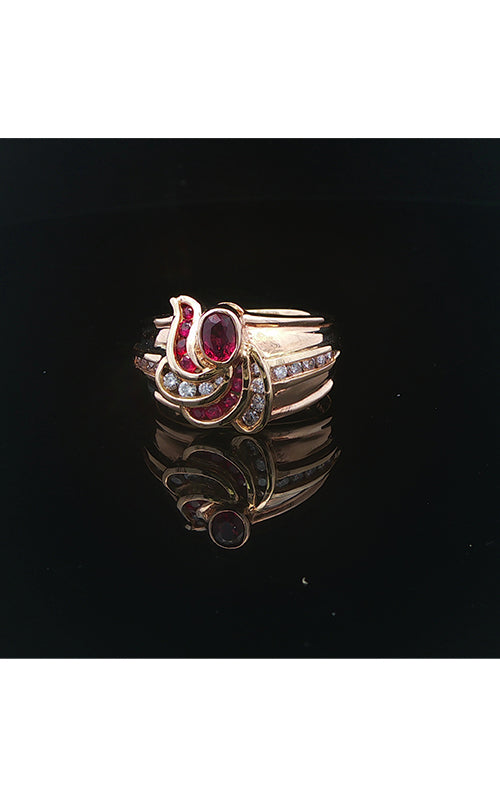 Albert's Estate 14K Yellow Gold .64CTW Ruby .36CTW Round Diamond Melee Ring ELRNG38711