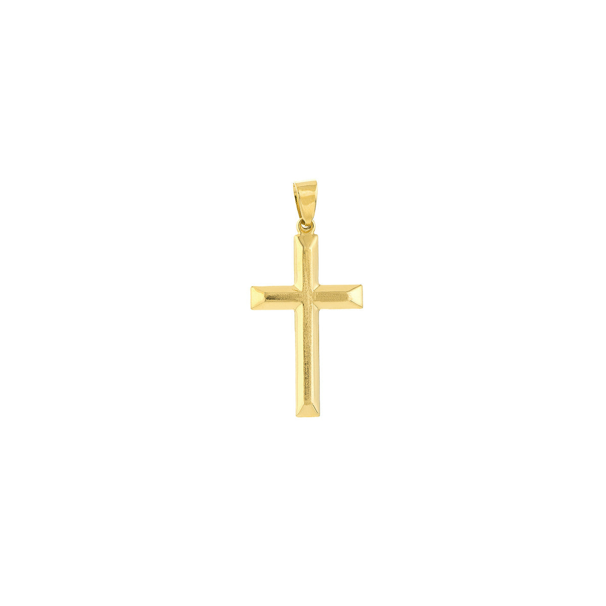 Albert's 14k Yellow Gold Bevel Edge Cross Pendant TM004978-14Y