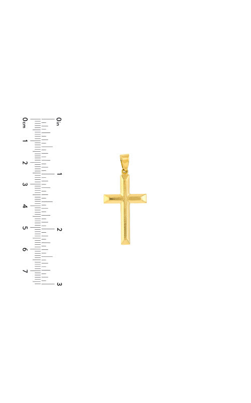 Albert's 14k Yellow Gold Bevel Edge Cross Pendant TM004978-14Y