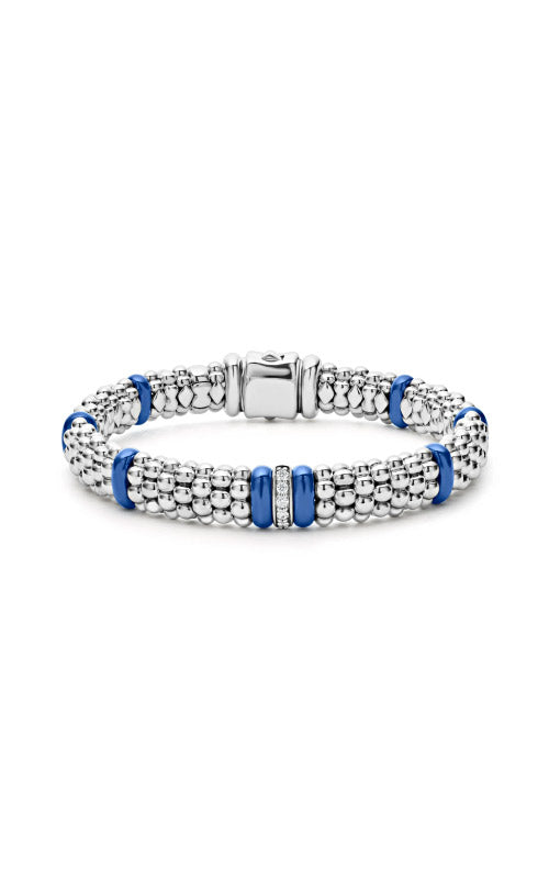 LAGOS Sterling Silver Blue Caviar Station Diamond Bracelet 05-81437-CL7