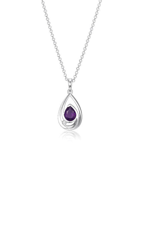 Elle Jewelry Sterling Silver Africa Amethyst Diamond Necklace N10236WDA18