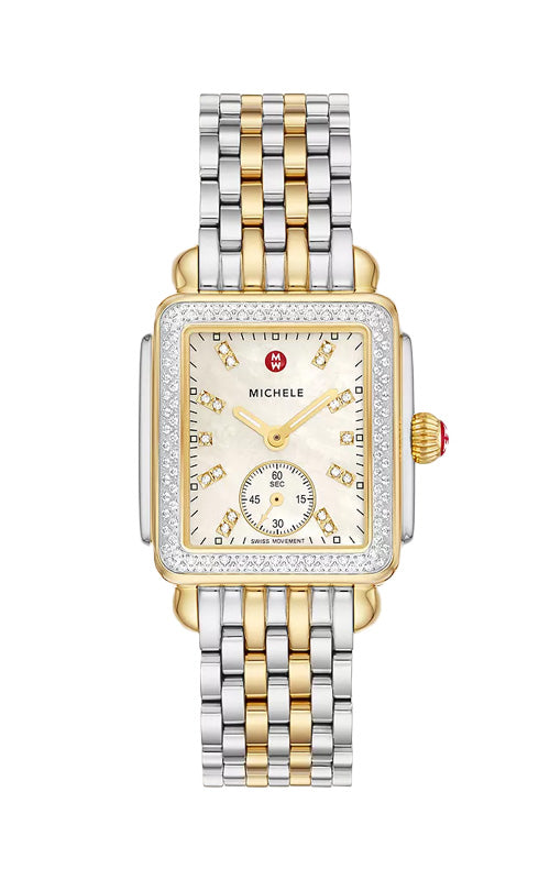 MICHELE Deco Mid Two-Tone 18K Gold Diamond 29mm Watch MWW06V000123
