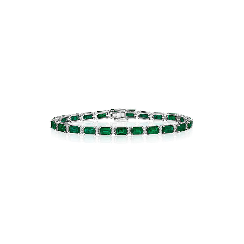 Albert's 18k White Gold 12.69ct Emerald and Diamond .67ctw Diamond Bracelet BR8036 16053/2