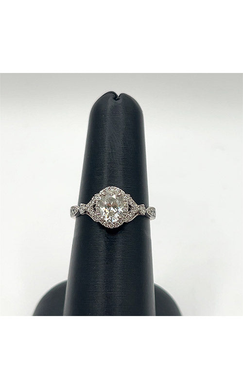 Alberts Estate 14k Two Tone White Gold/Rose Gold .82ct Oval I SI1 .70ctw Melee Diamond Size 7 Engagement Ring EDRIN00035