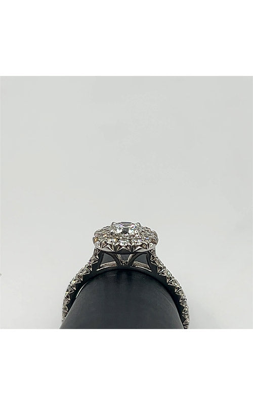 Alberts Estate 18k .65 Round Center Diamond with .50MLSide Surrounding Diamonds ISI1 Halo Size 5.75 Engagement Ring EDRIN00131