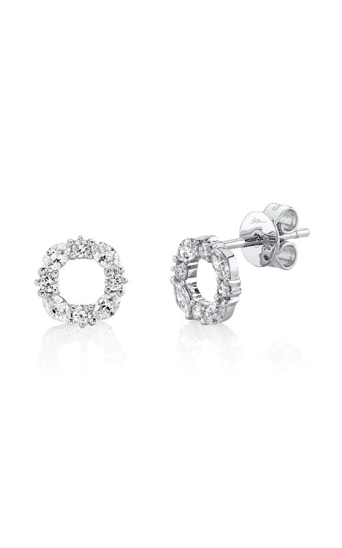 SHY CREATIONS 14KW .49CT DIAMOND CIRCLE STUD EARRINGS