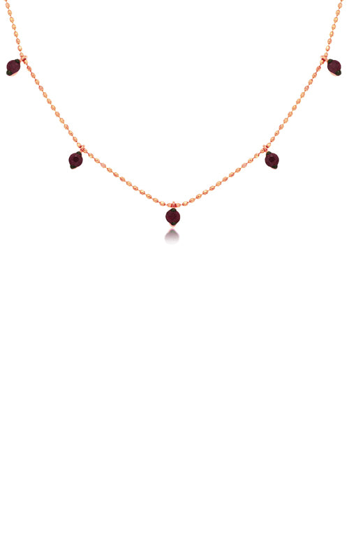 Albert's 14k Rose Gold 18 Inch .65ctw Round Ruby Necklace PC8184R