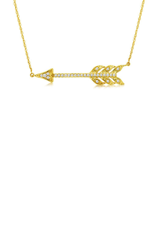 Albert's 14k Yellow Gold &amp; .10ctw Diamond Arrow Necklace C8444D